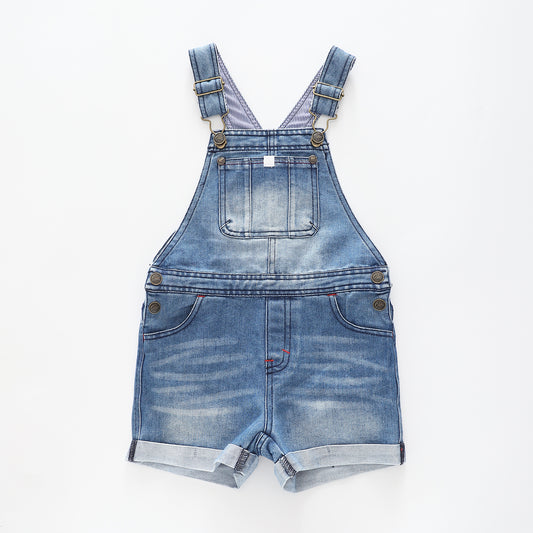 Girl's Blue Denim Short Overalls Ollies Place