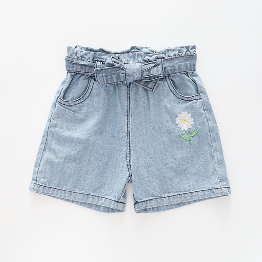 Girl's Blue Denim Daisy Shorts Ollies Place