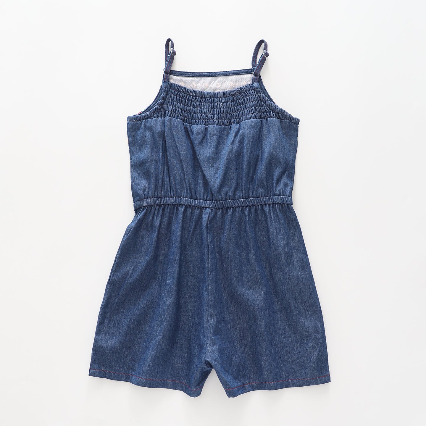 Girl's Retro Denim Embroidered Romper Ollies Place