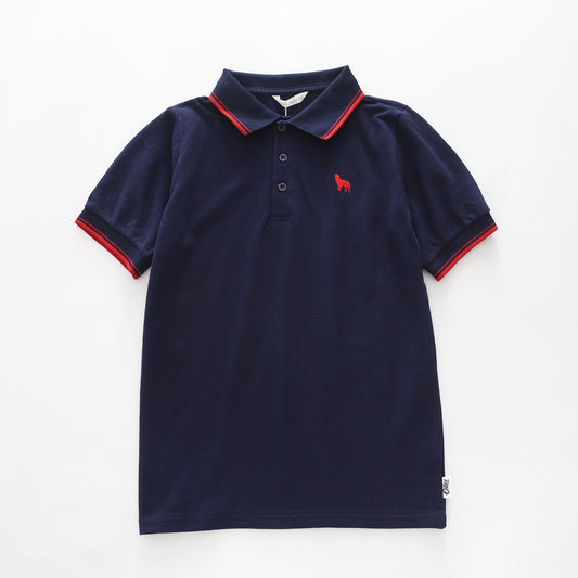 Boy's Navy Blue Polo Shirt With Red Trim Ollies Place