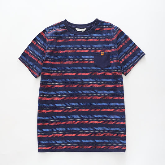 Boy's Navy Blue T-shirt With Geometric Print Ollies Place