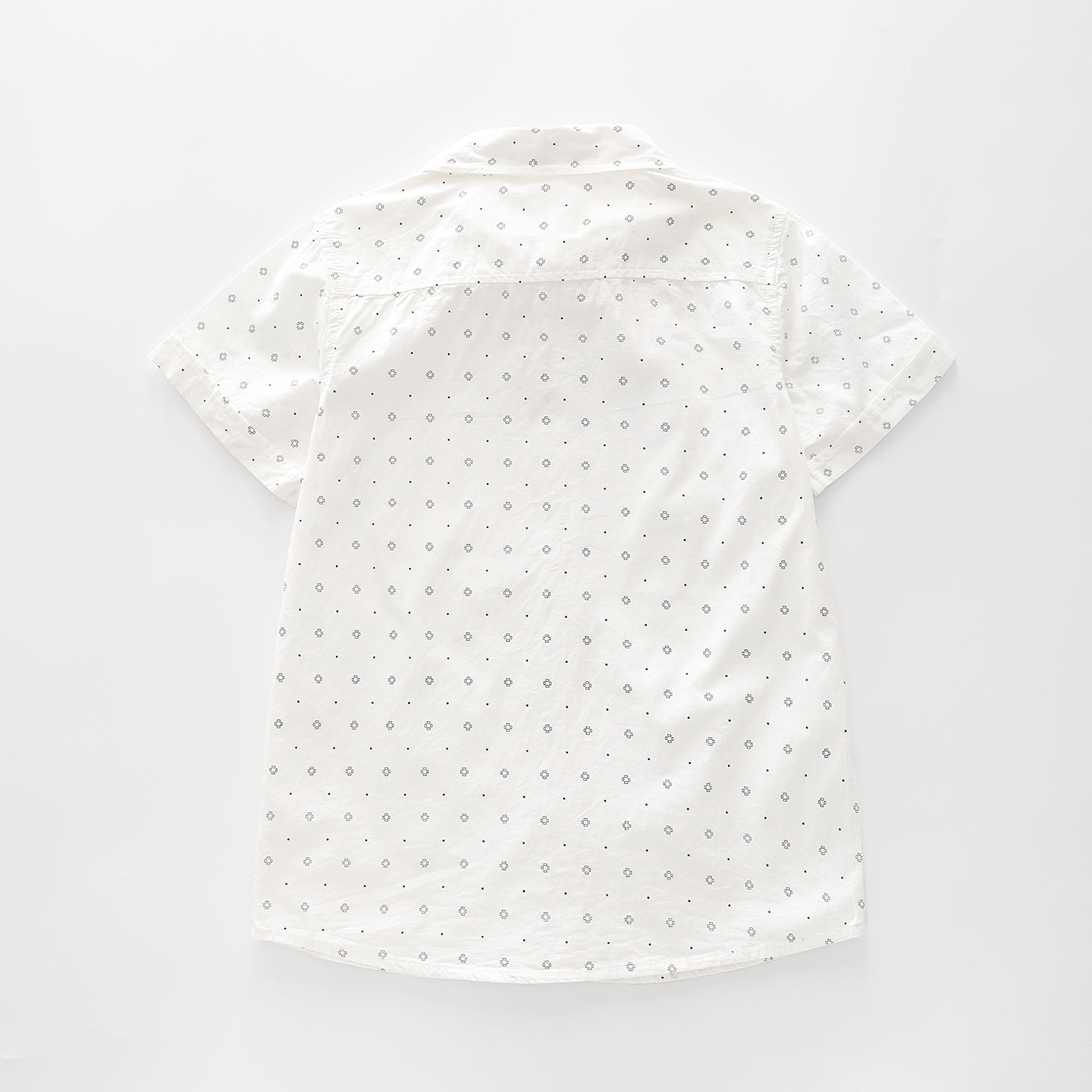 Boy's White Button-down Shirt With geometric Print Ollies Place