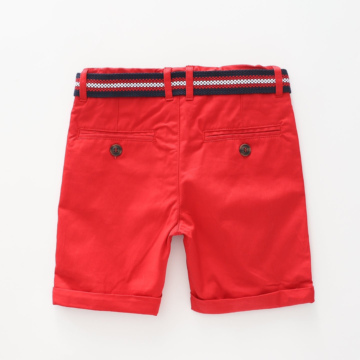 Boy's Racer Red Shorts With Navy Belt Ollies Place