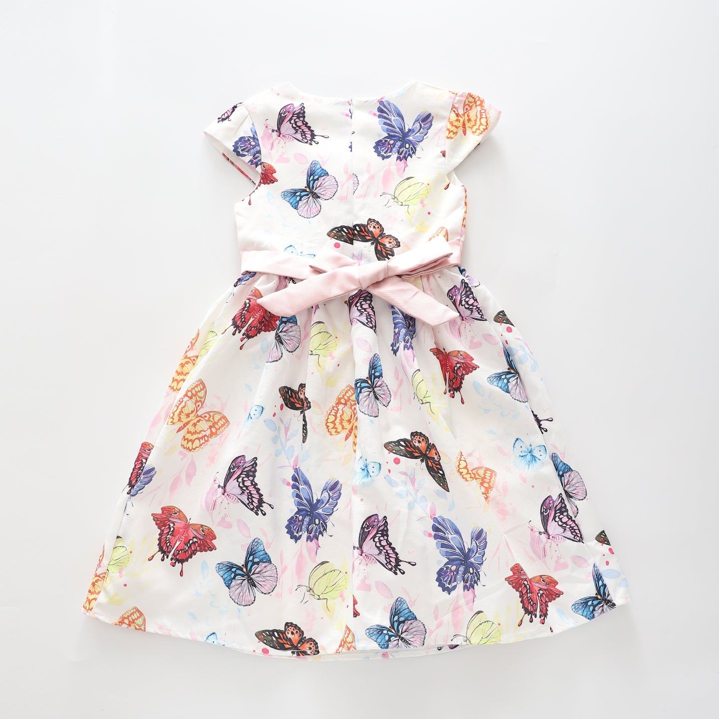 Girl's White and Multicolour Butterfly Party Dress Ollies Place