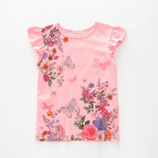 Girl's Floral Sequined Rose T-Shirt