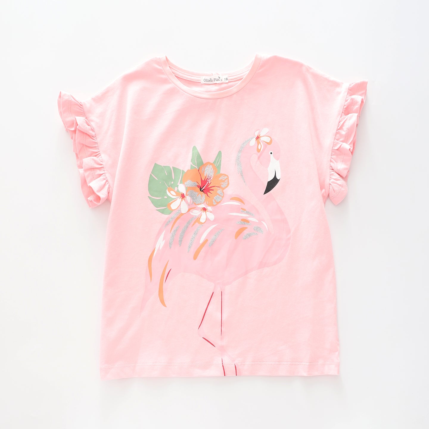 Girl's Baby Pink Glitter Flamingo T-Shirt Ollies Place