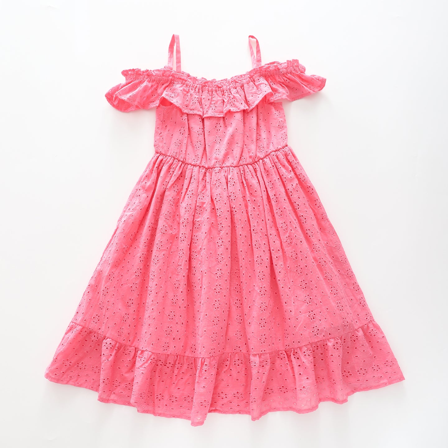 Girl's Pink Broiderie Anglais Party Dress Ollies Place