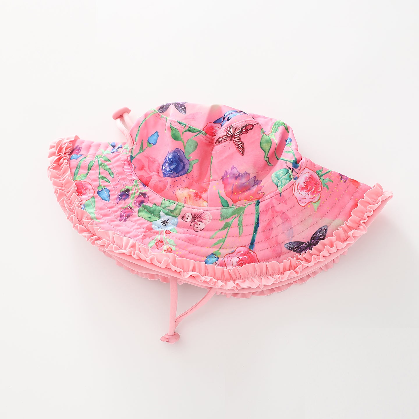 Girl's Pink Floral Watercolour Print Bucket Hat
