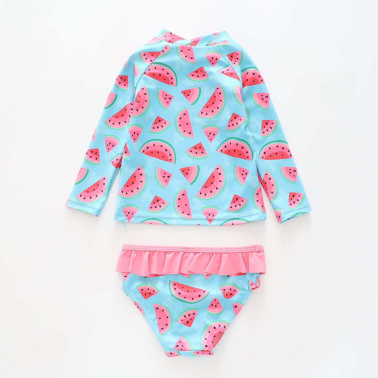 Girl's Pink and Blue Watermelon Print Two Piece Swimsuit Set