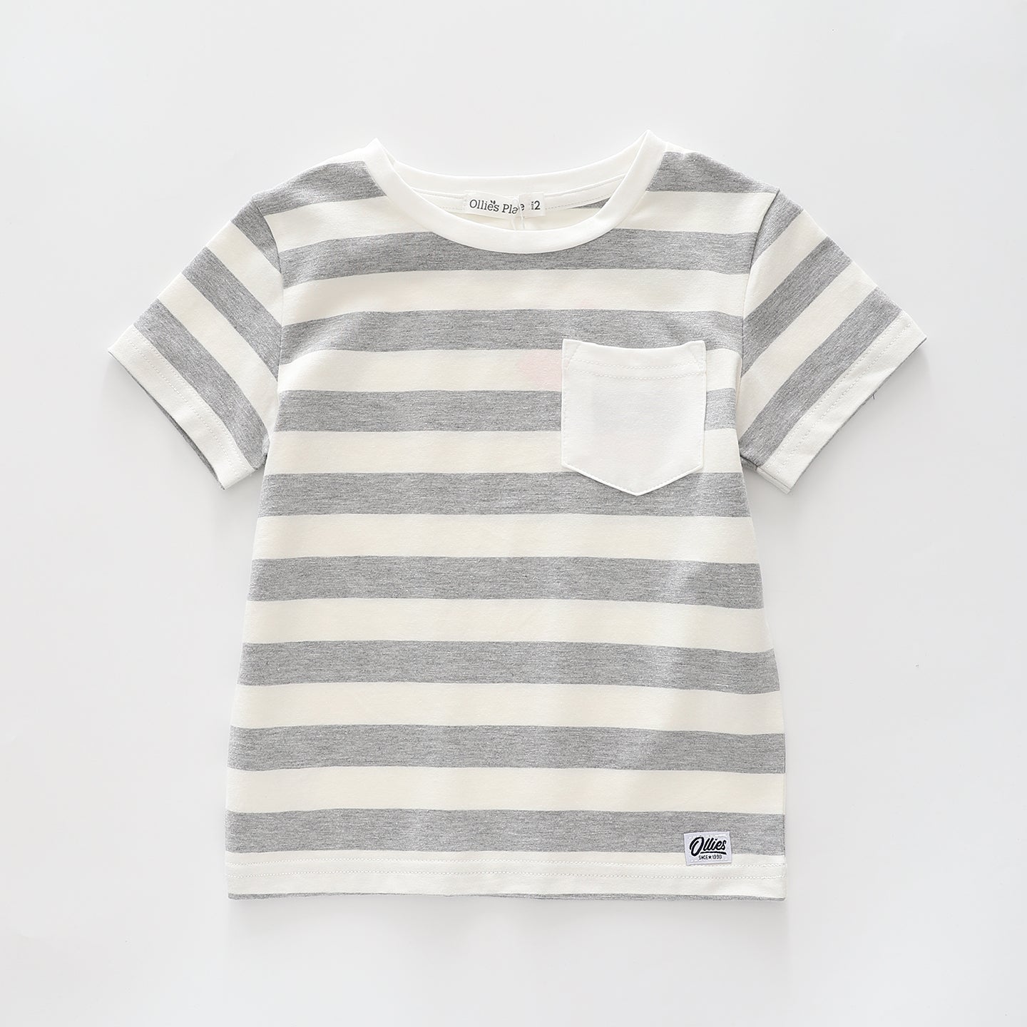 Grey Marle and White Oversized Stripe Tee Ollies Place