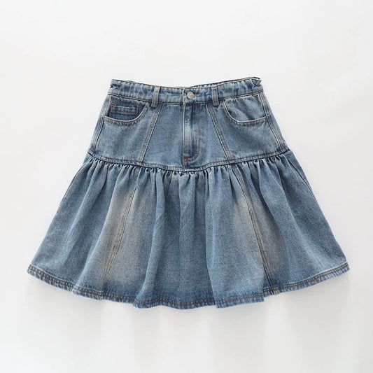 Gathered Denim Skirt Ollies Place
