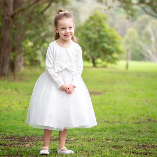 Girl Ivory Occasion Formal Dress With Bow 6-12 Ollies Place