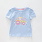 Girl's Blue Stripe Tractor T-Shirt Ollies Place