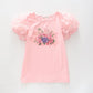 Girl's Floral Pink Tulle Shoulder T-Shirt Ollies Place