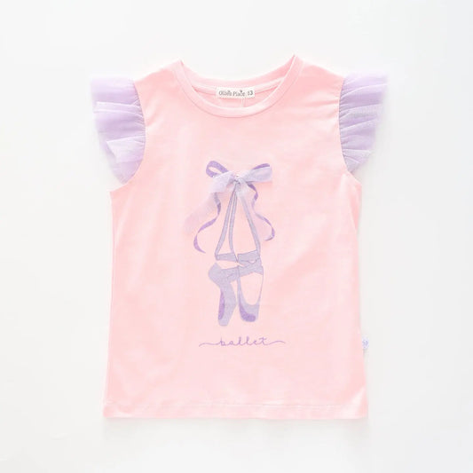 Girl's Glitter Tulle Peach And Purple Ballerina T-Shirt Ollies Place