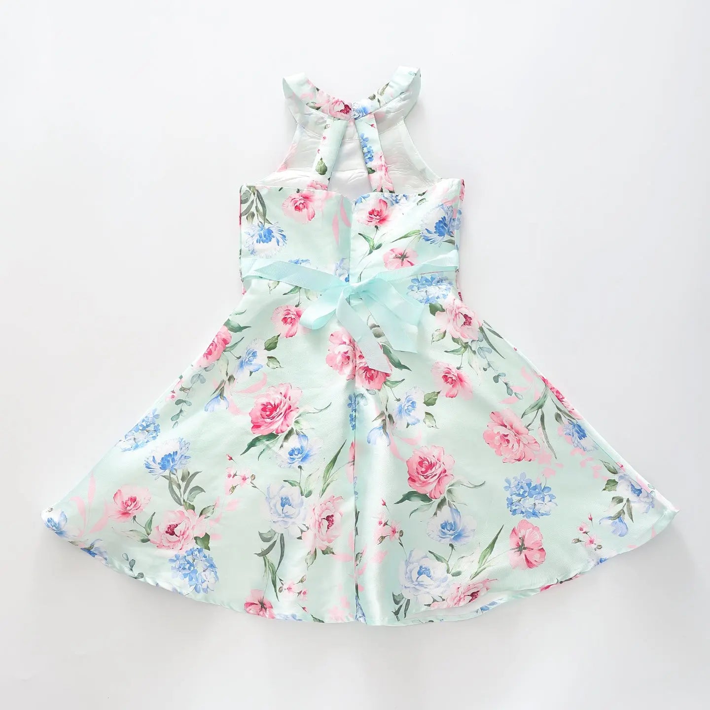 Girl's Mint Green Pink Floral Party Dress Ollies Place