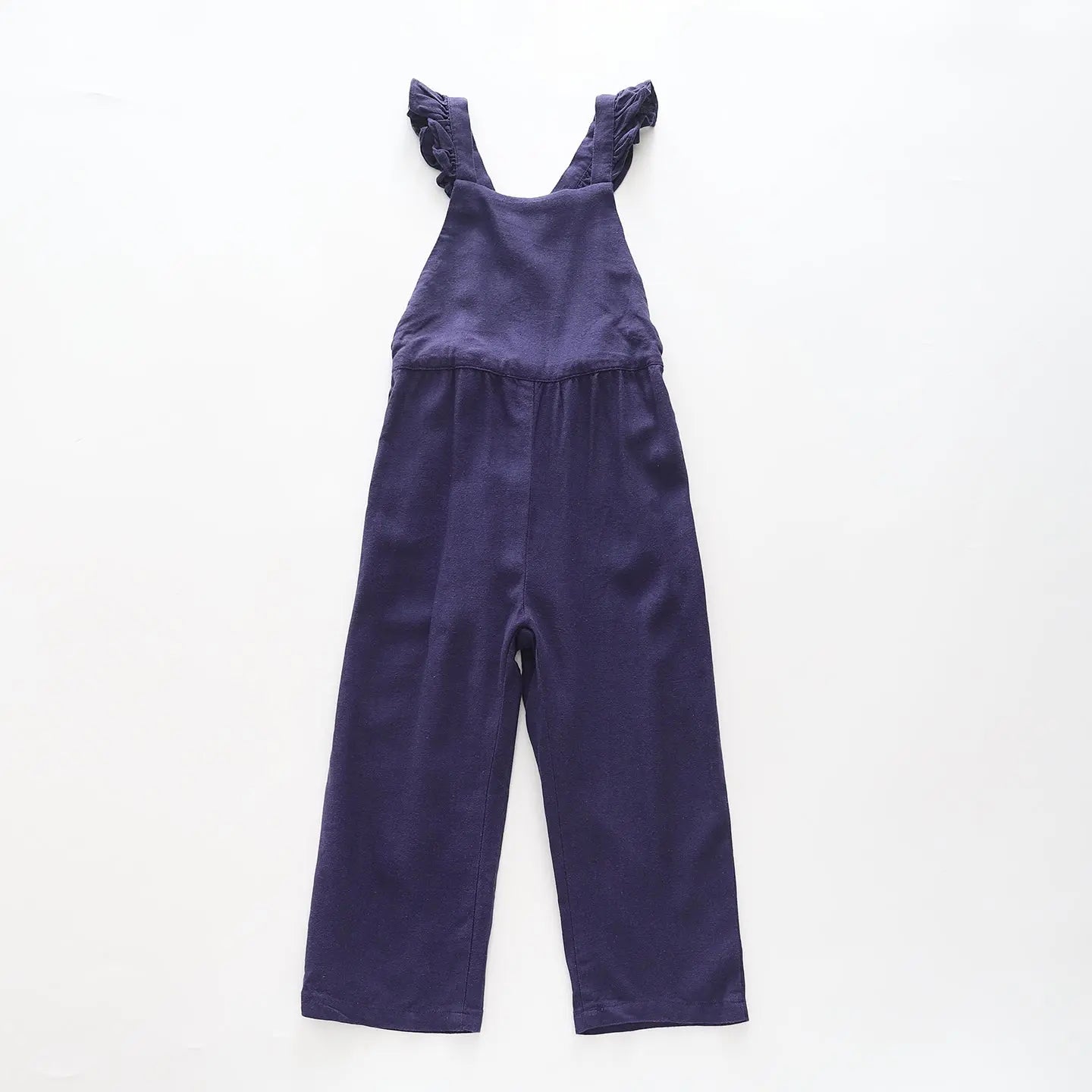 Girl's Navy Blue Linen Overall Jumpsuit Ollies Place