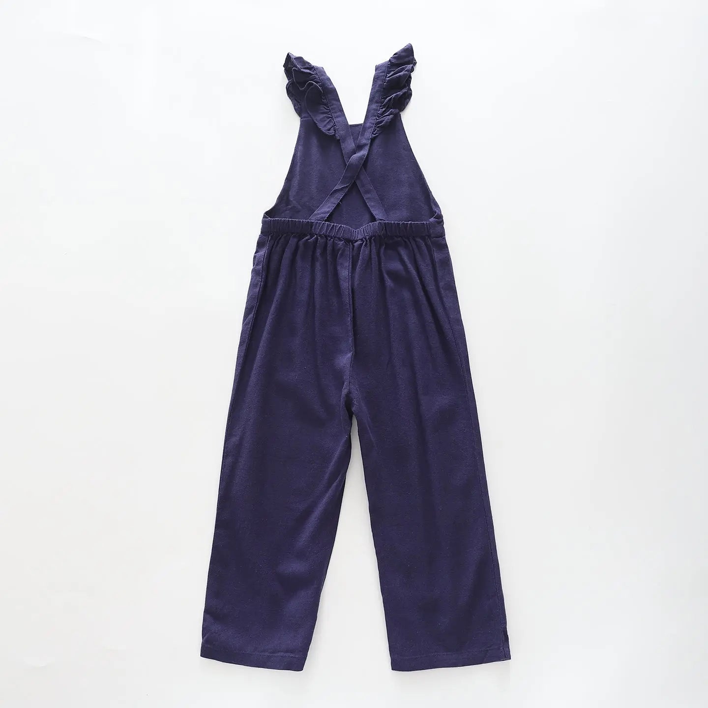 Girl's Navy Blue Linen Overall Jumpsuit Ollies Place