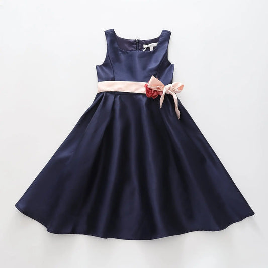 Girl's Navy Blue and Pink Rose Party Dress Ollies Place