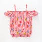Girl's Pink Floral Cold Shoulder Top Ollies Place