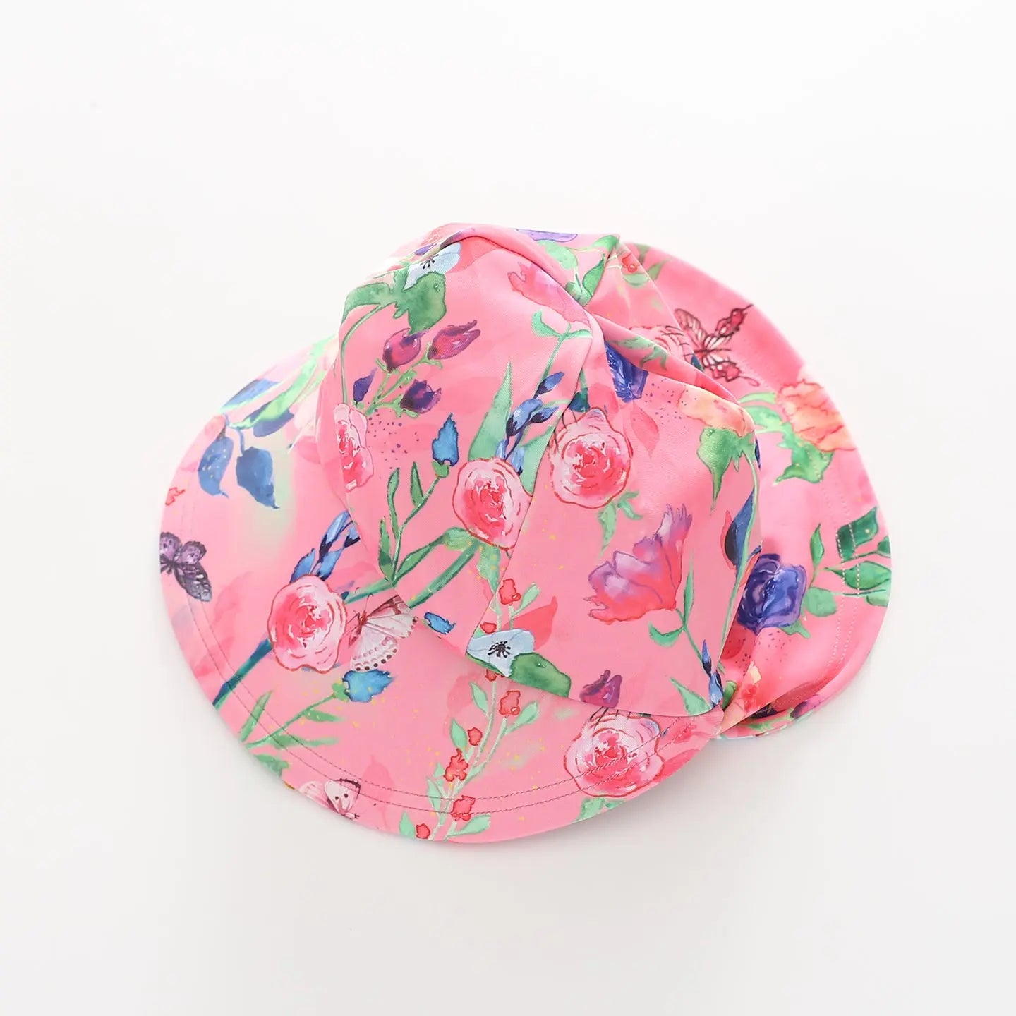 Girl's Pink Floral Watercolour Print Legionnaire Hat Ollies Place