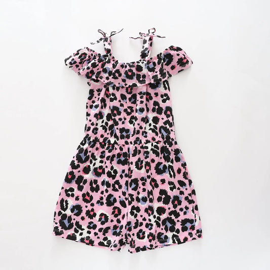 Girl's Pink Leopard Playsuit Ollies Place