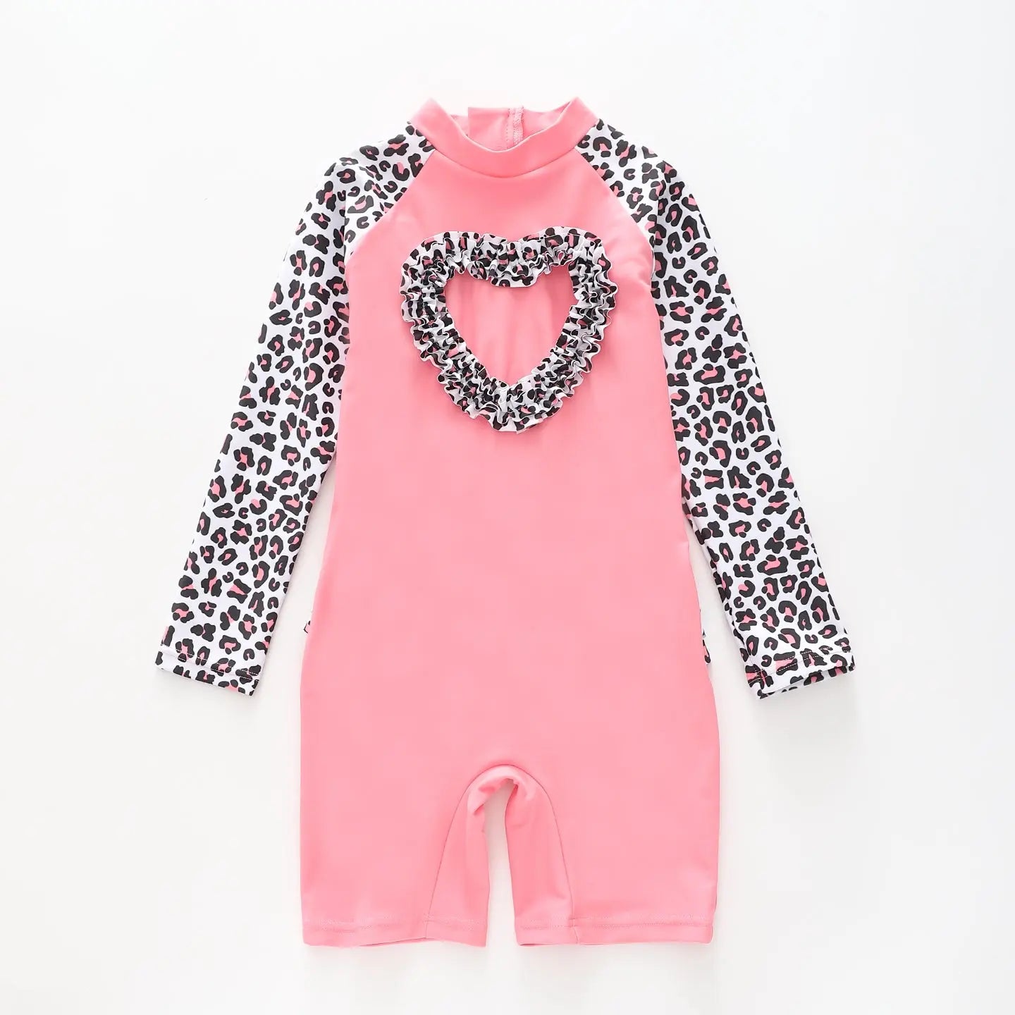 Girl's Pink Leopard Print Sunsuit One Piece Swimsuit Ollies Place