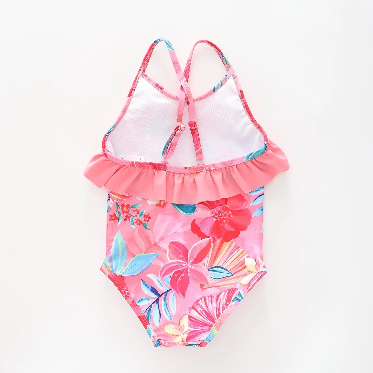 Girl's Pink Painted Floral One-piece Swimsuit Ollies Place