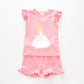 Girl's Pink Sleep Set With Princess Print Ollies Place
