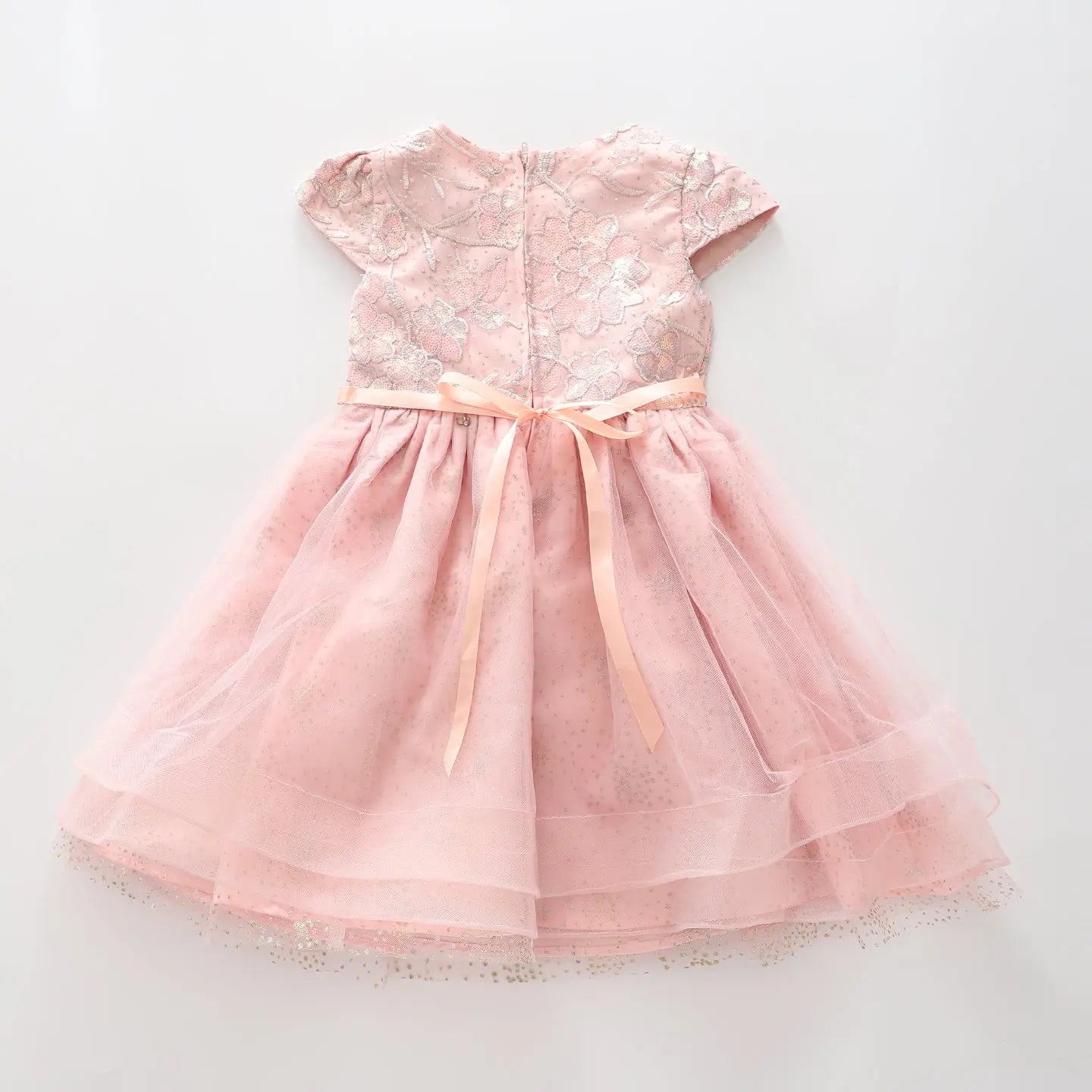 Girl's Pink Tulle Sequined Floral Party Dress Ollies Place