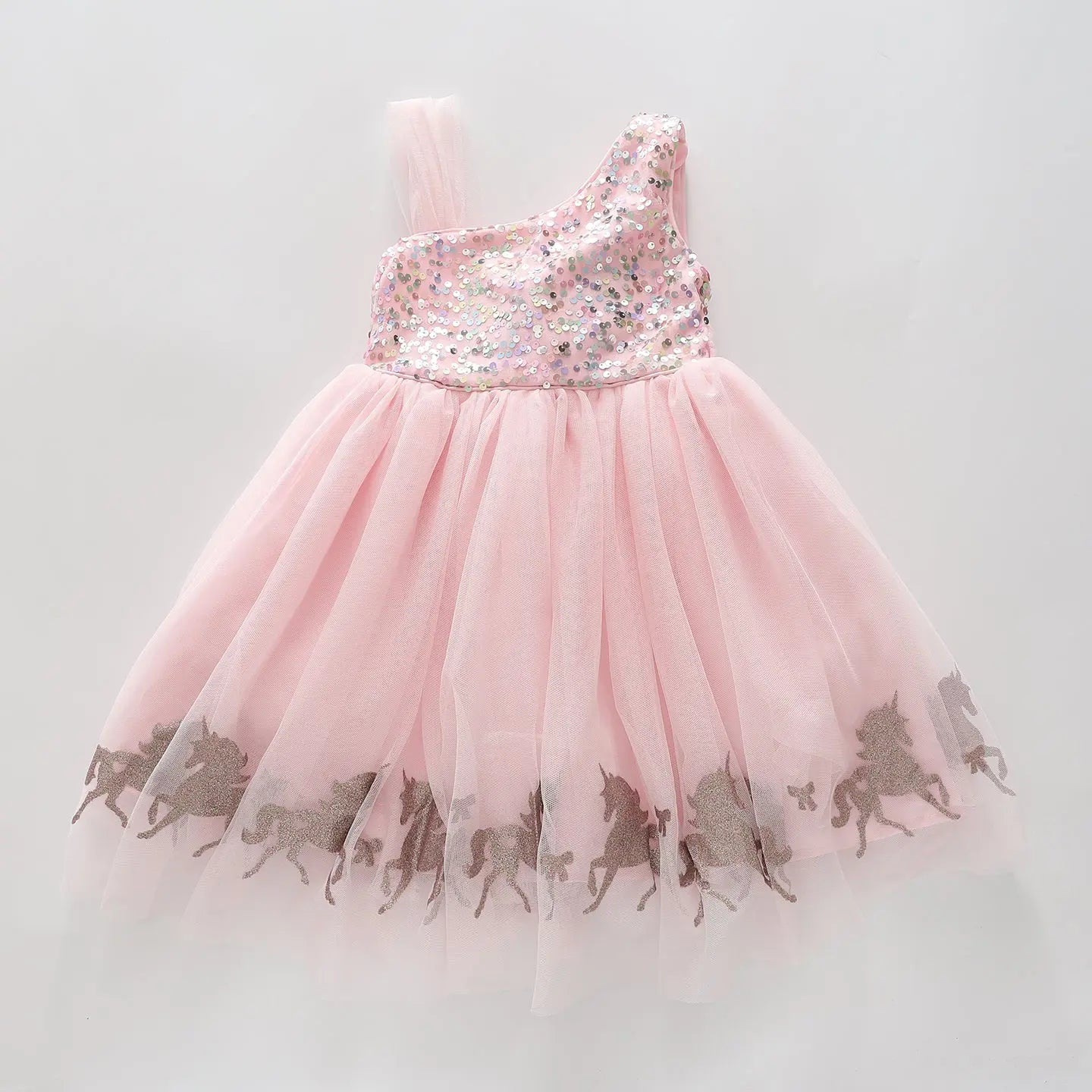 Girl's Pink Tulle Sequined Unicorn Party Dress Ollies Place