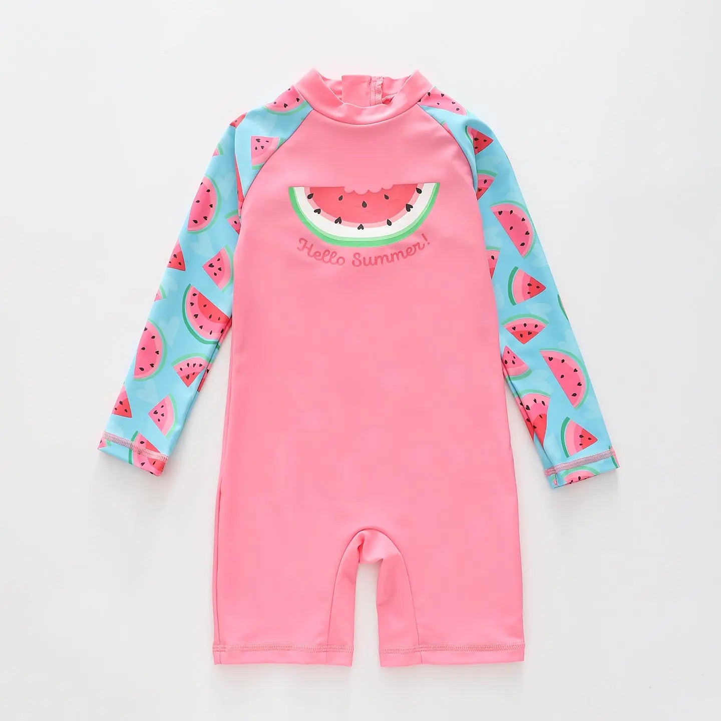 Girl's Pink Watermelon Print Sunsuit One Piece Swimsuit Ollies Place