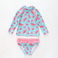 Girl's Pink and Blue Watermelon Print Two Piece Swimsuit Set Ollies Place