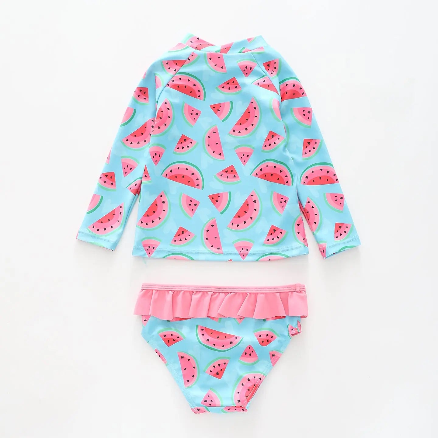 Girl's Pink and Blue Watermelon Print Two Piece Swimsuit Set Ollies Place