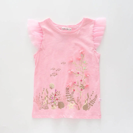Girl's Sequined Pink Oceanic T-Shirt Ollies Place