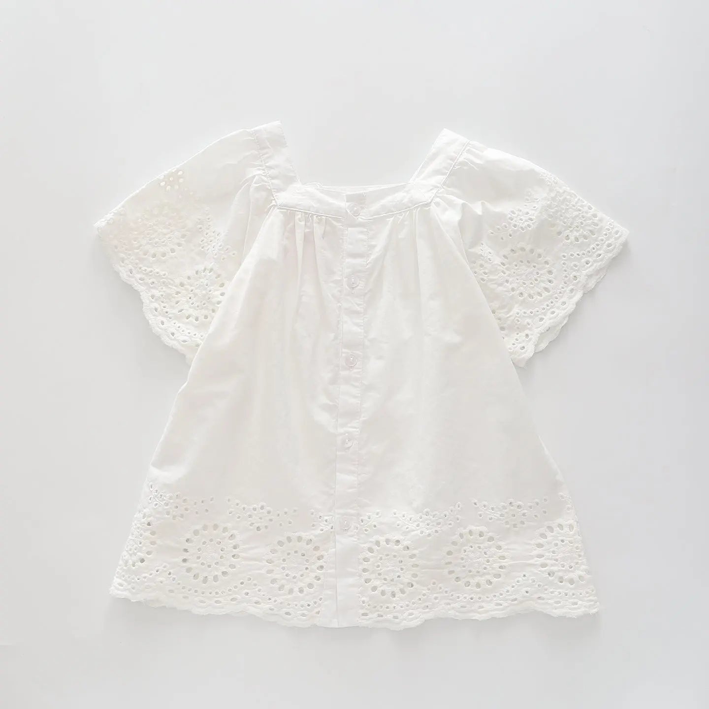 Girl's White Broiderie Anglais Top Ollies Place