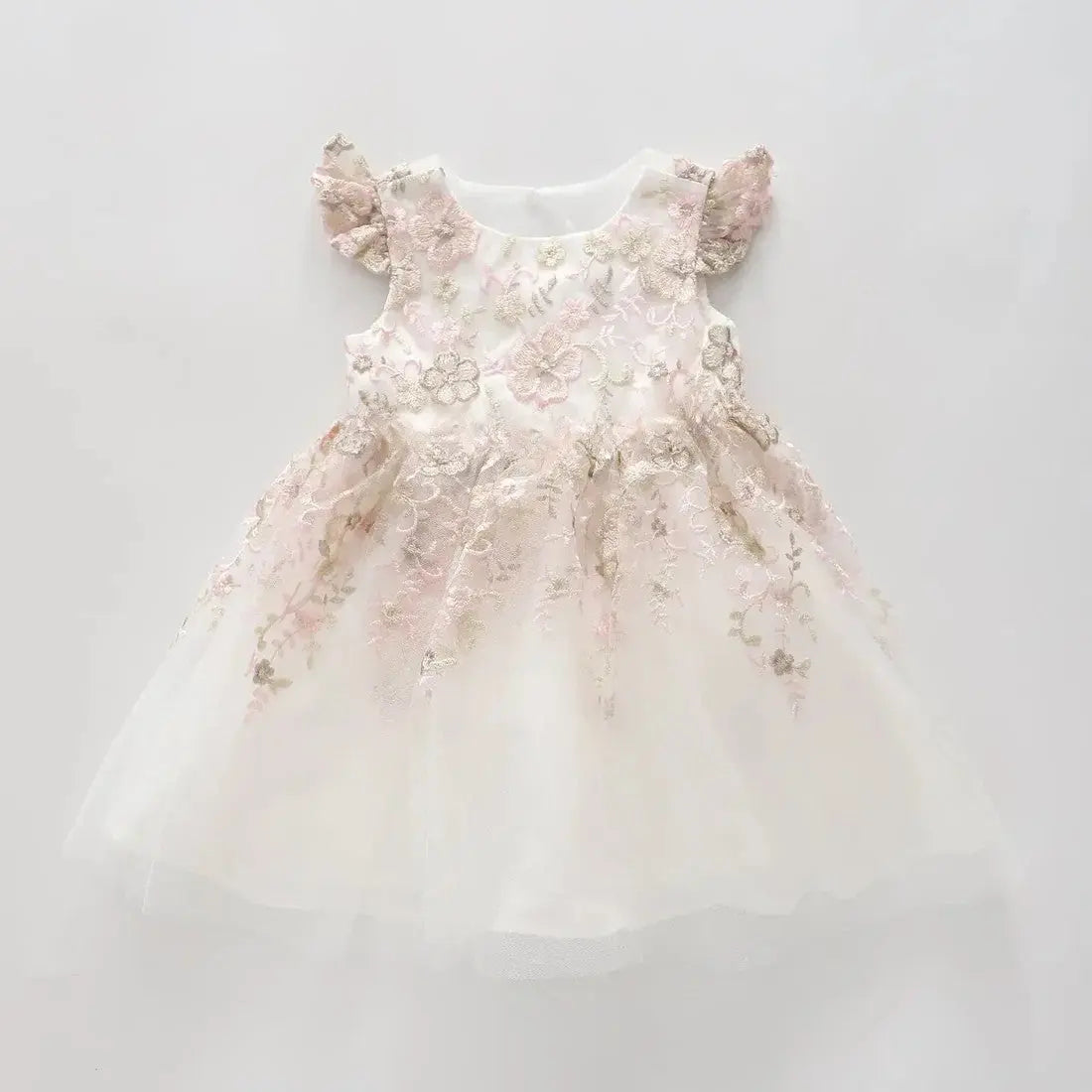 White Embroidered Floral Party Dress