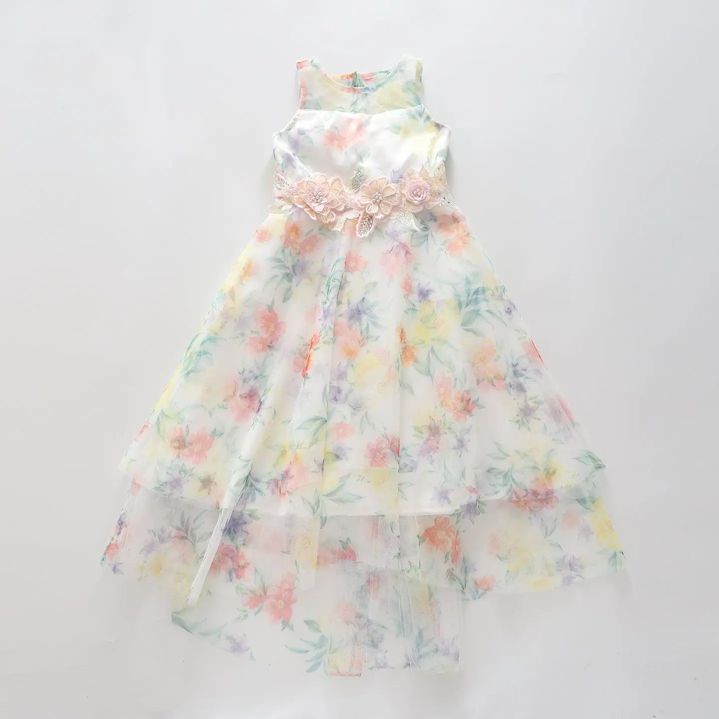 Girl's White Floral Tulle Party Dress Ollies Place