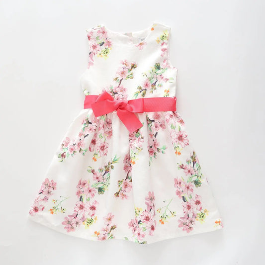 Girl's White and Pink Cherry Blossom Party Dress Ollies Place