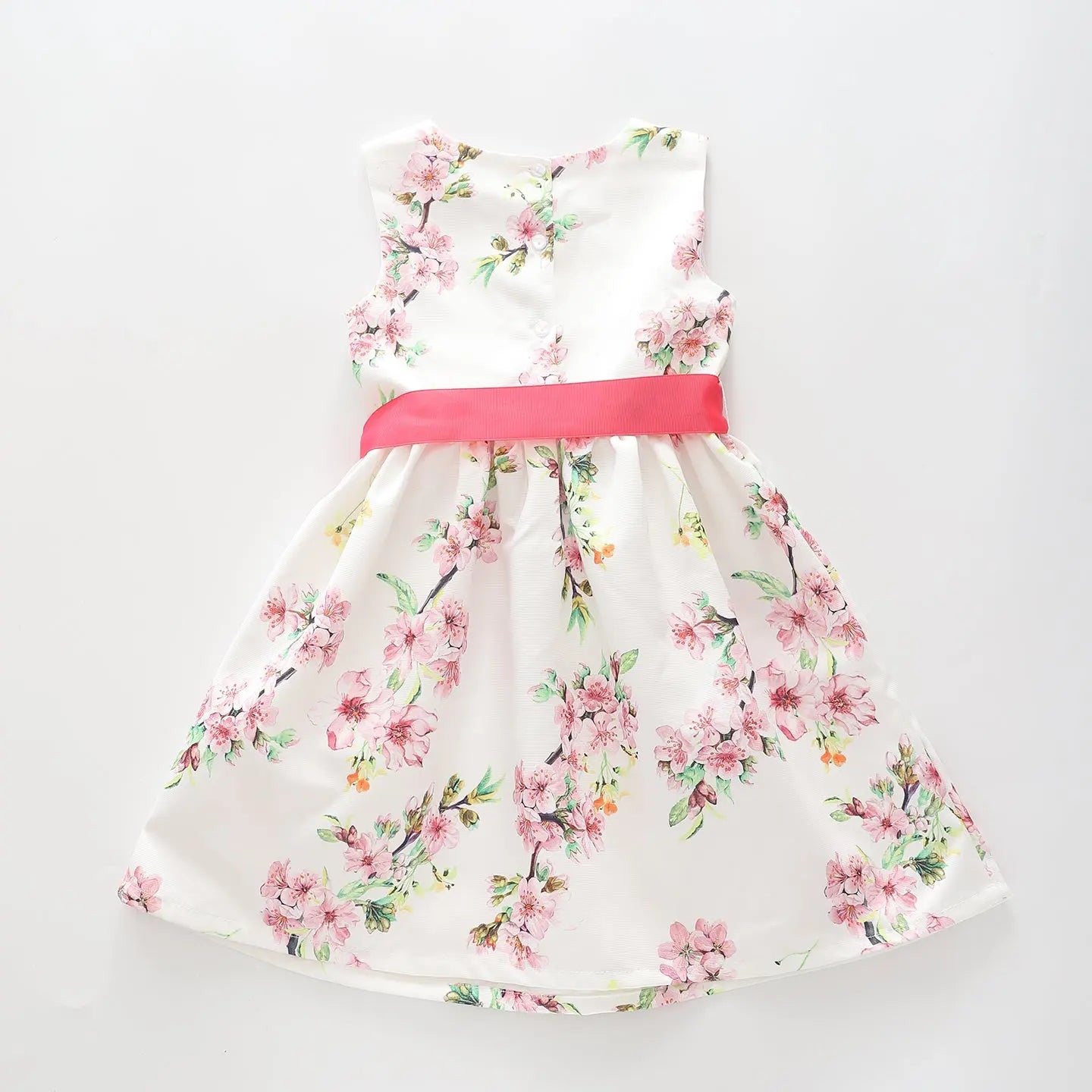 Girl's White and Pink Cherry Blossom Party Dress Ollies Place