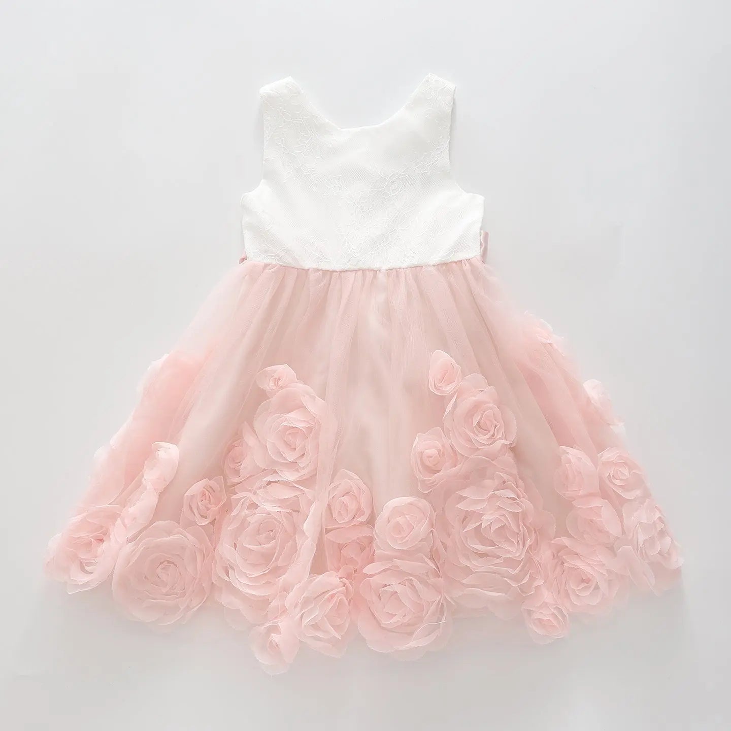 Girl's White and Pink Lace Rosette Party Dress Ollies Place