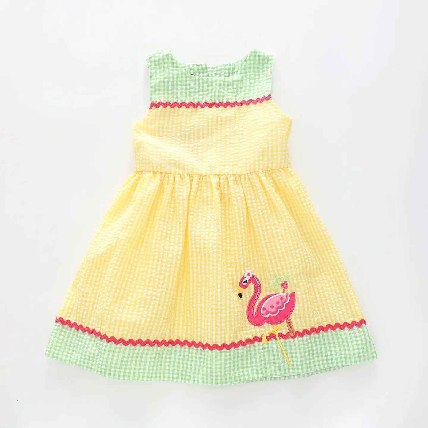 Girl's Yellow and Green Flamingo Dress Ollies Place