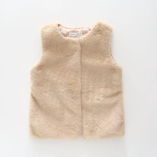 Girls Beige Faux Fur Vest Ollies Place