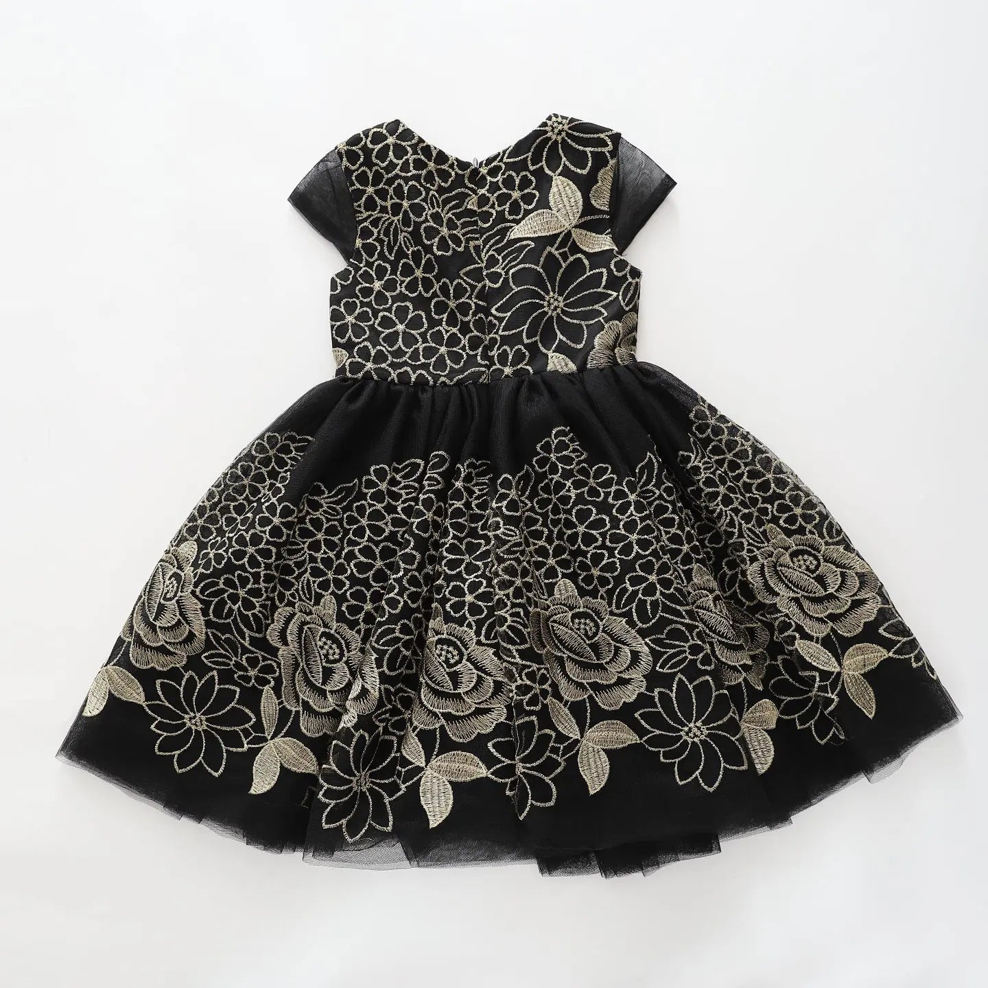 Girls Black and Gold Lace Formal Dress Ollies Place