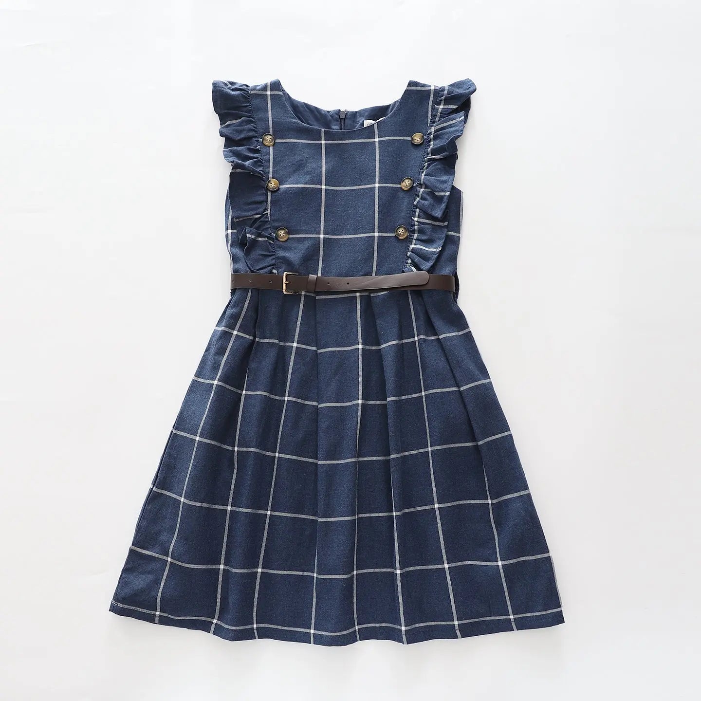 Girls Blue Check Dress with Belt Ollies Place