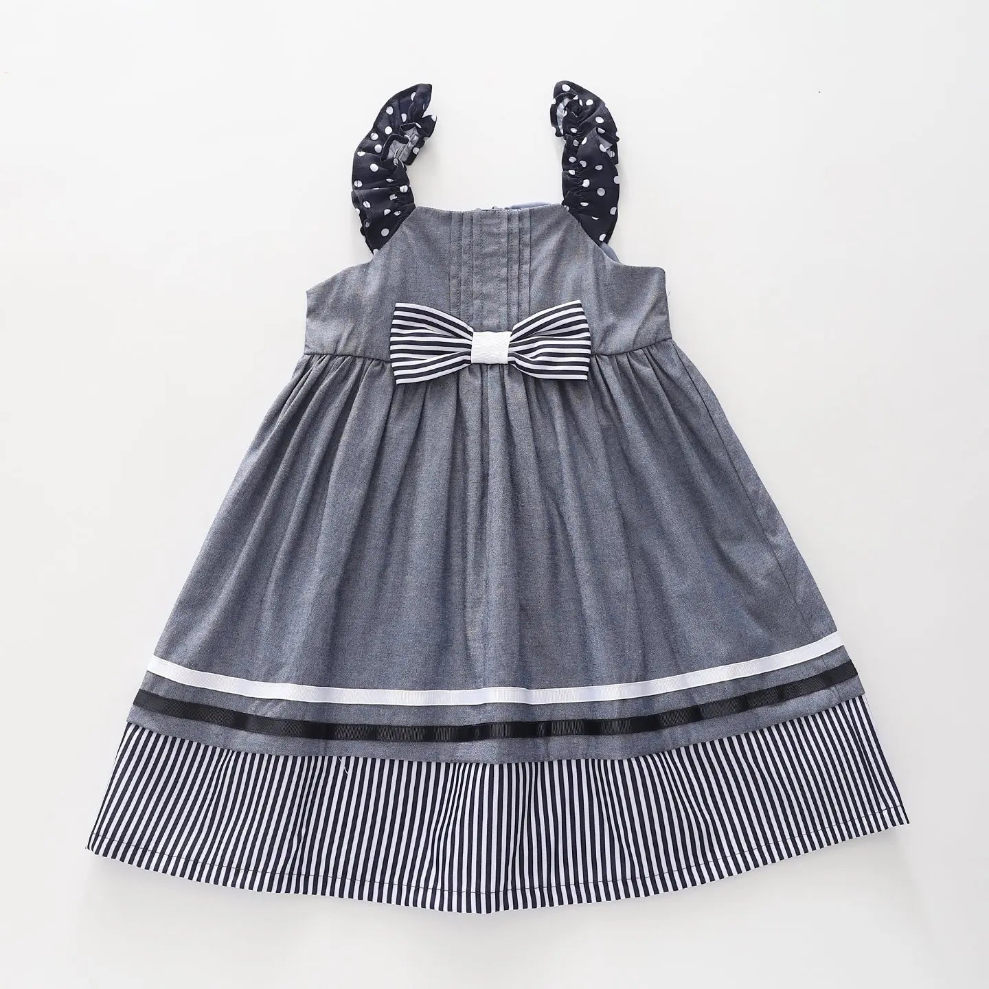 Girls Chambray and Stripes Dress Ollies Place