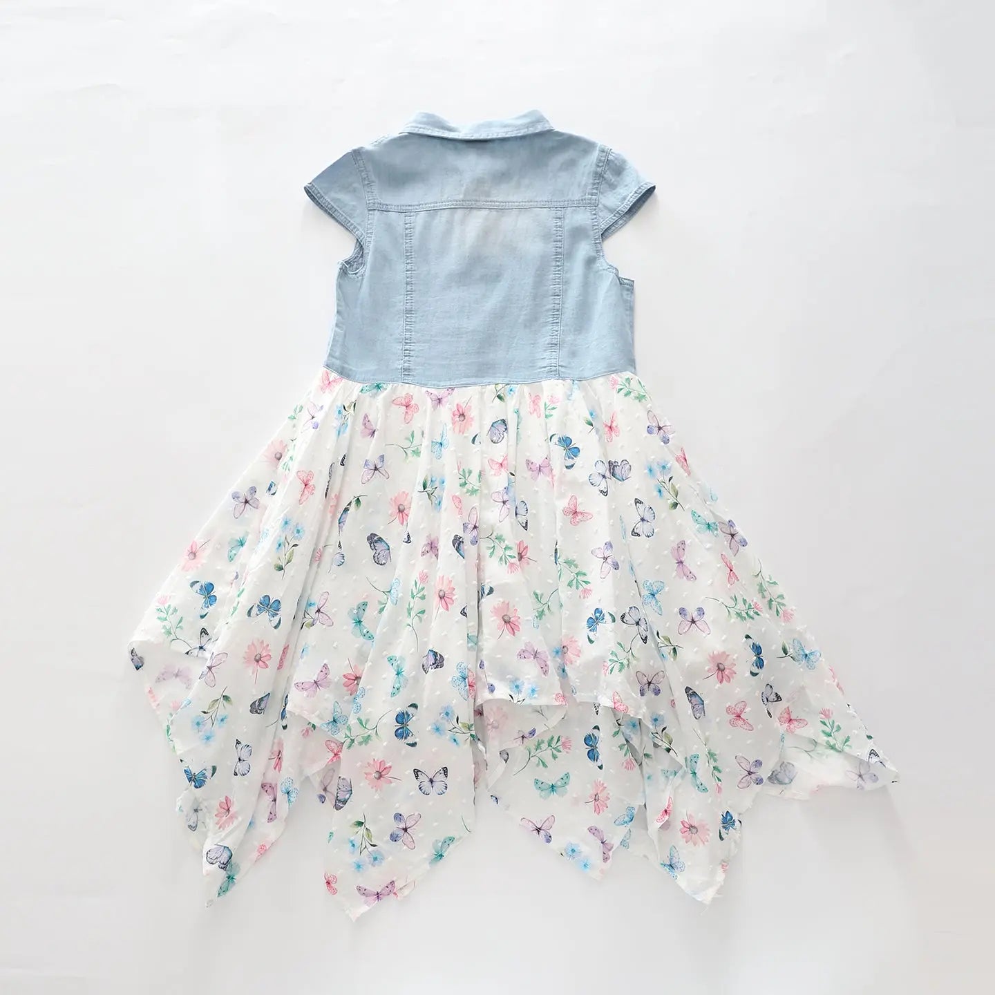 Girls Denim and Butterfly Dress Ollies Place