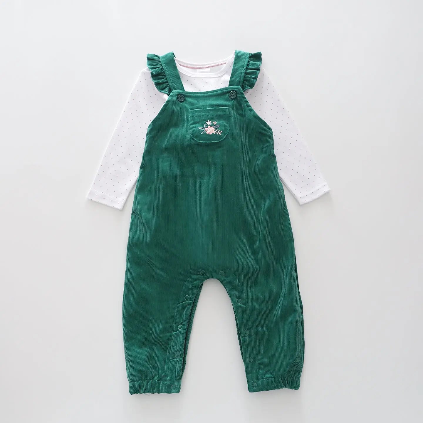 Girls Emerald Cord Overalls Set Ollies Place