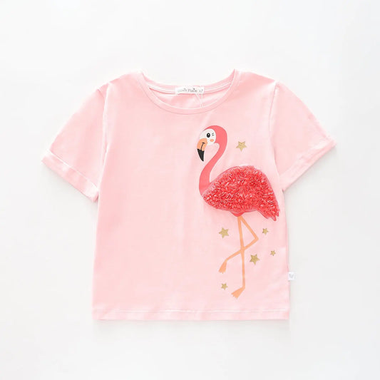 Girls Fancy Flamingo Top Ollies Place