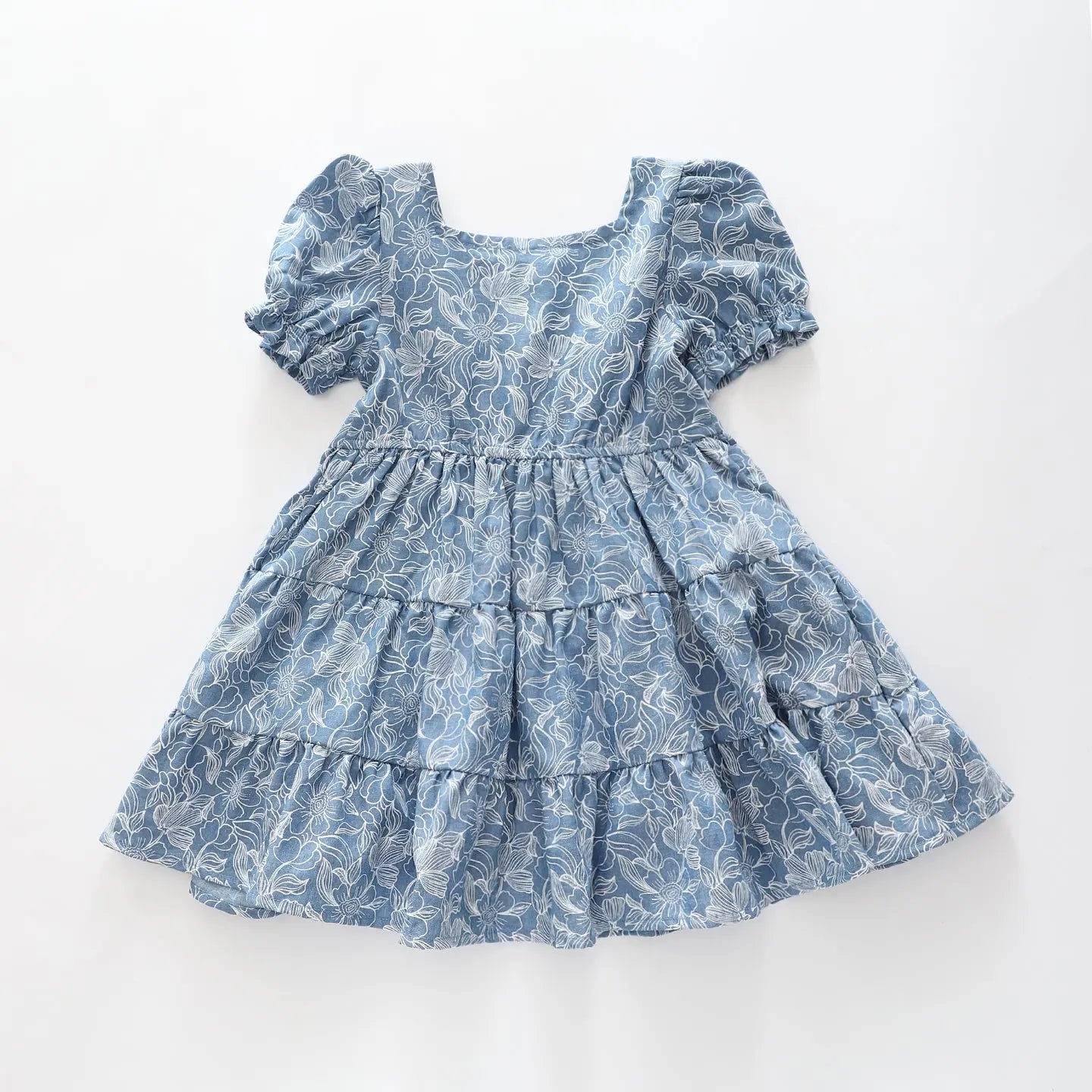 Girls Floral Chambray Dress Ollies Place